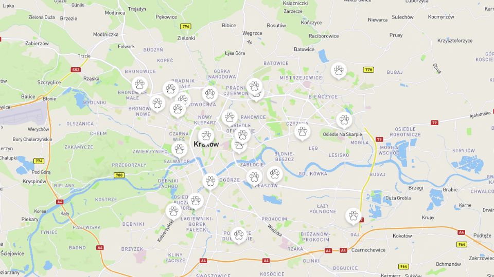 Mapa Kraków Pet Sitter Pethomer.com